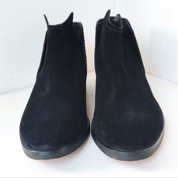 DOLCE VITA Trist Onyx Black Suede Leather Block Heel Slip-on Ankle Booties 8.5 - Picture 3 of 11